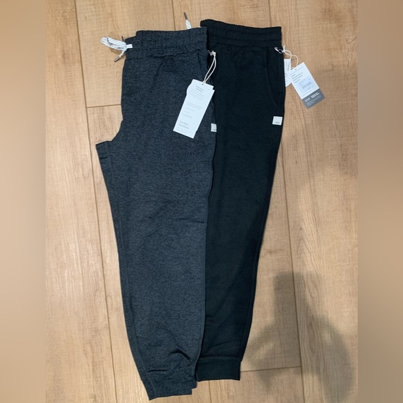 Vuori Pants - Vuori Performance Joggers in Black Heather and Charcoal Heather